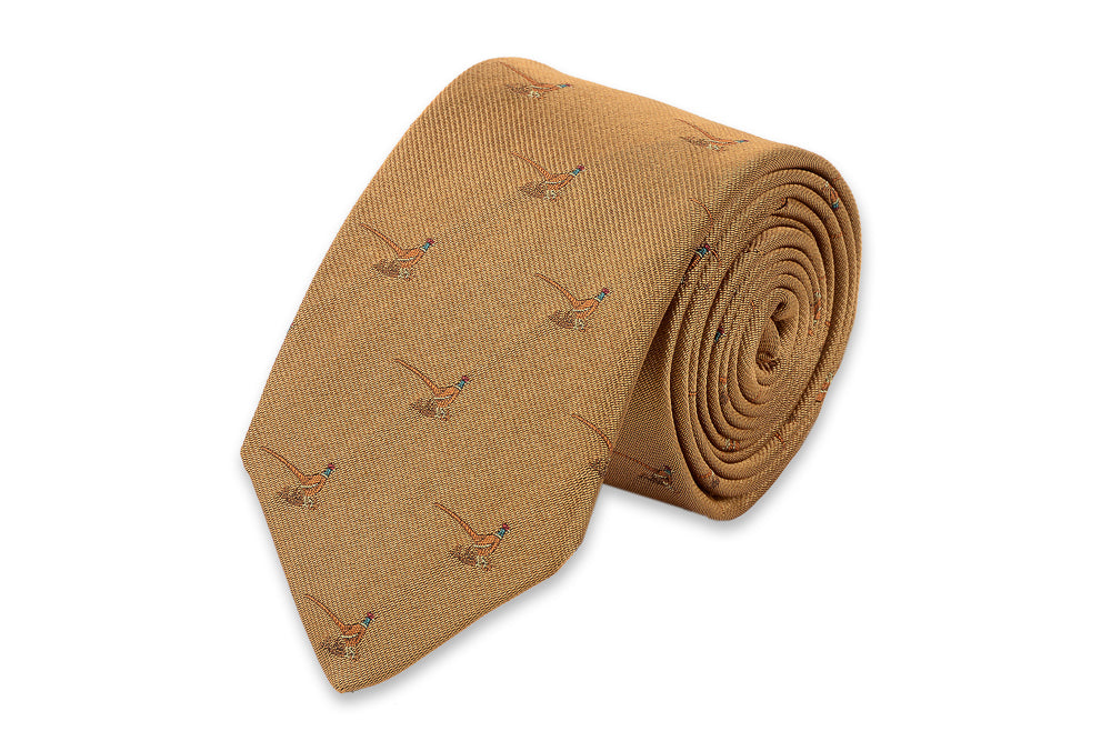 Pheasant Necktie - Gold High Cotton