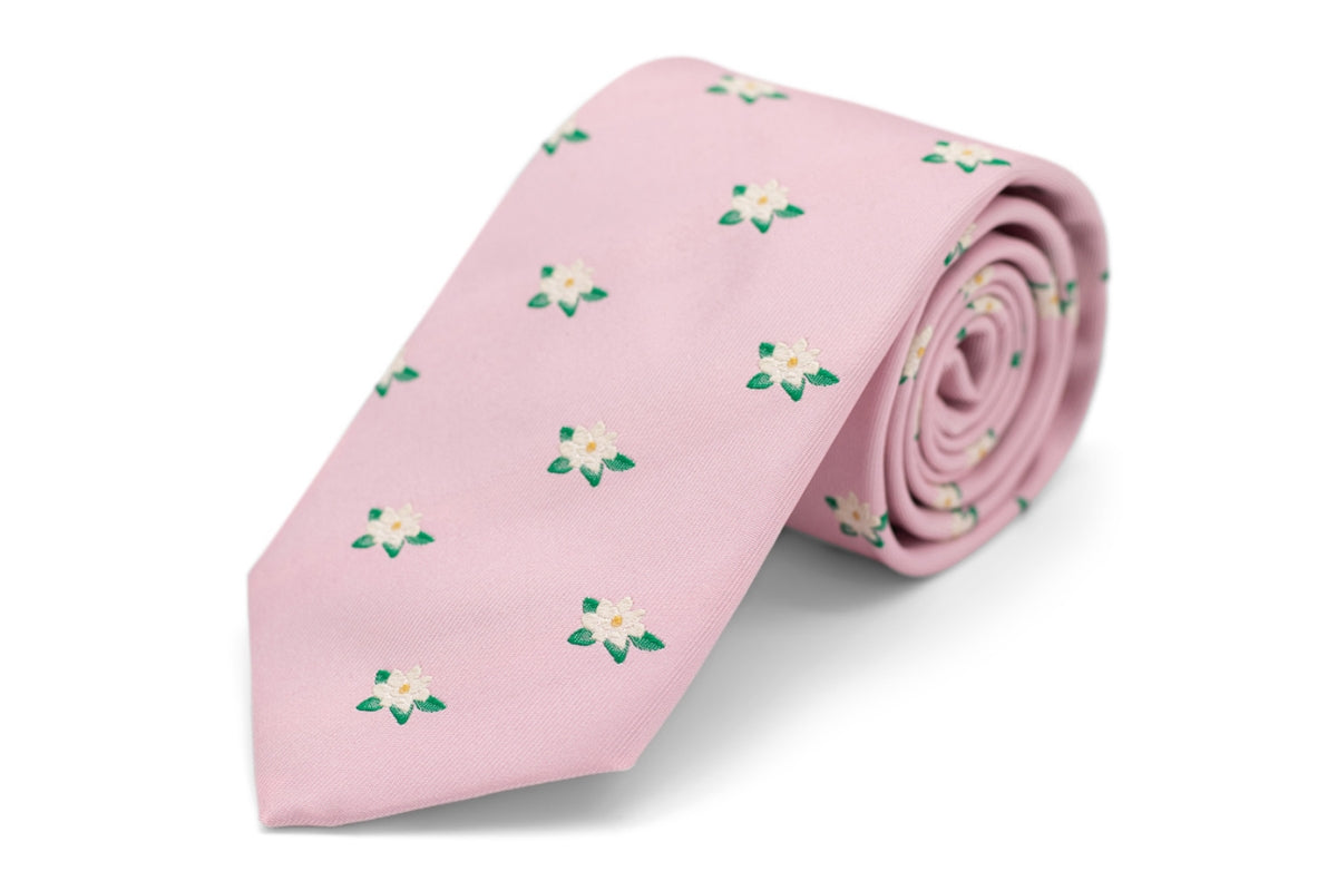 Magnolia Flower Necktie - Pink High Cotton