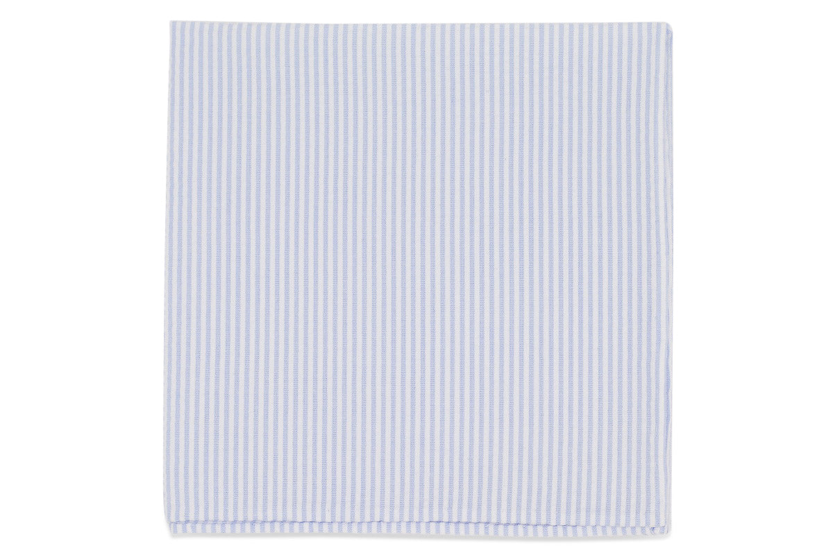 Light Blue Seersucker Pocket Square High Cotton