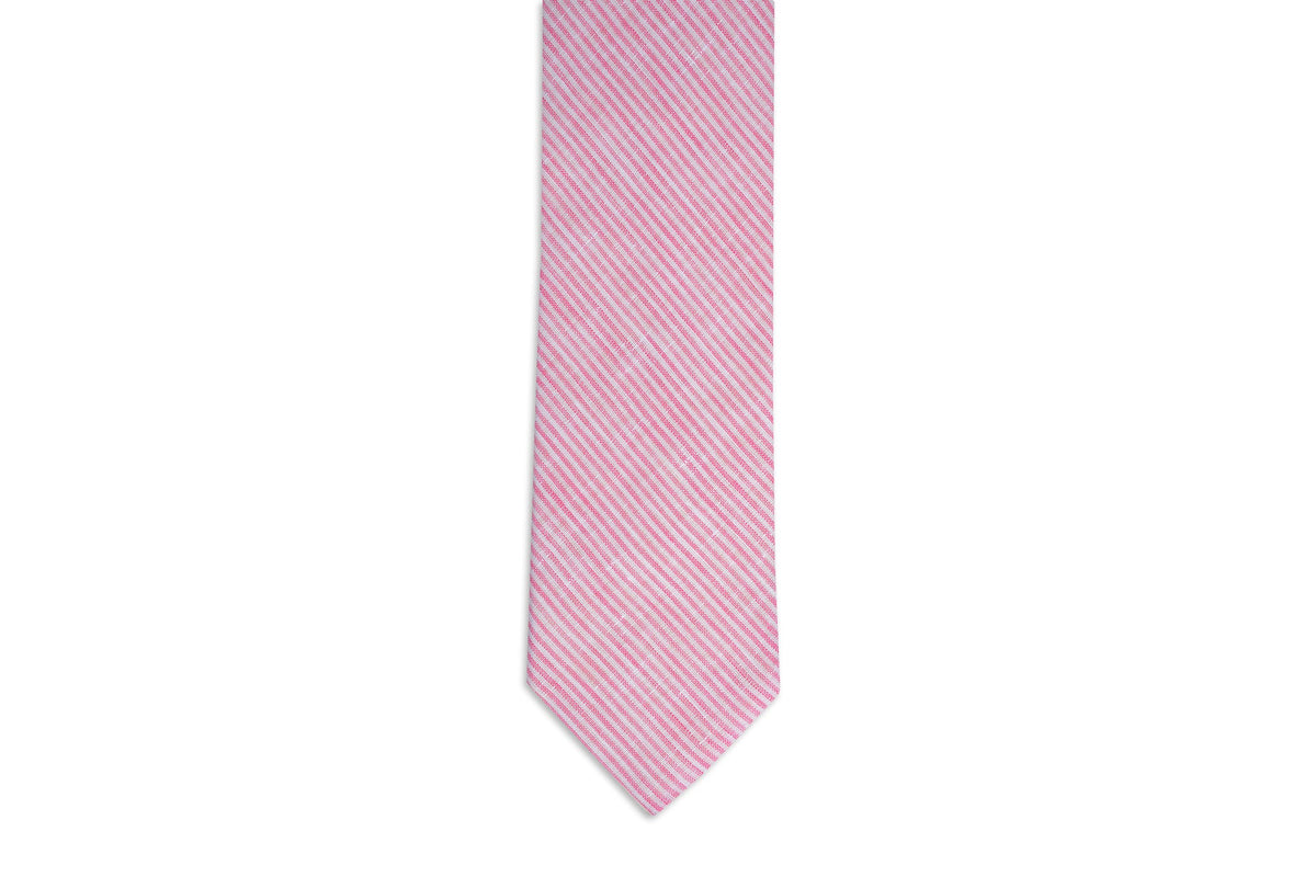 Riverfront Linen Necktie - Red and white stripe High Cotton
