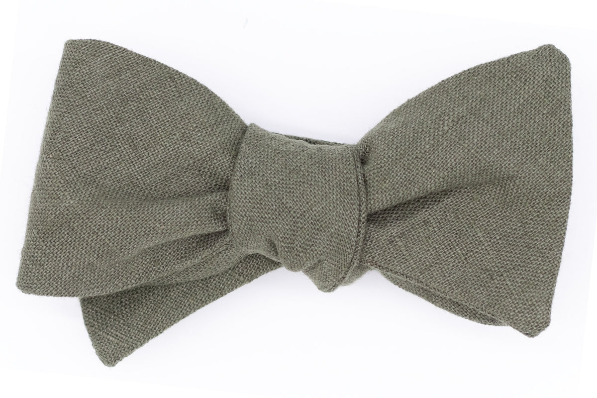 Lakeside Linen Bow Tie - Military Green