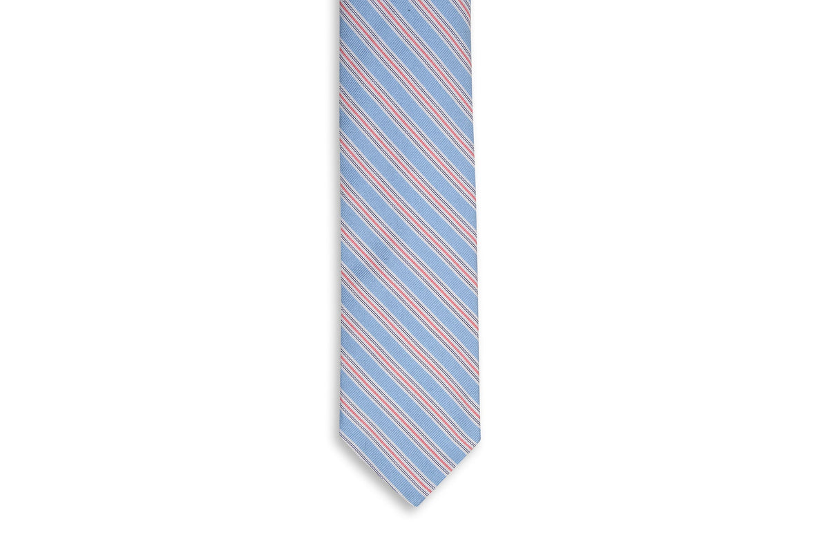 Spinnaker Stripe Necktie - Blue High Cotton Ties