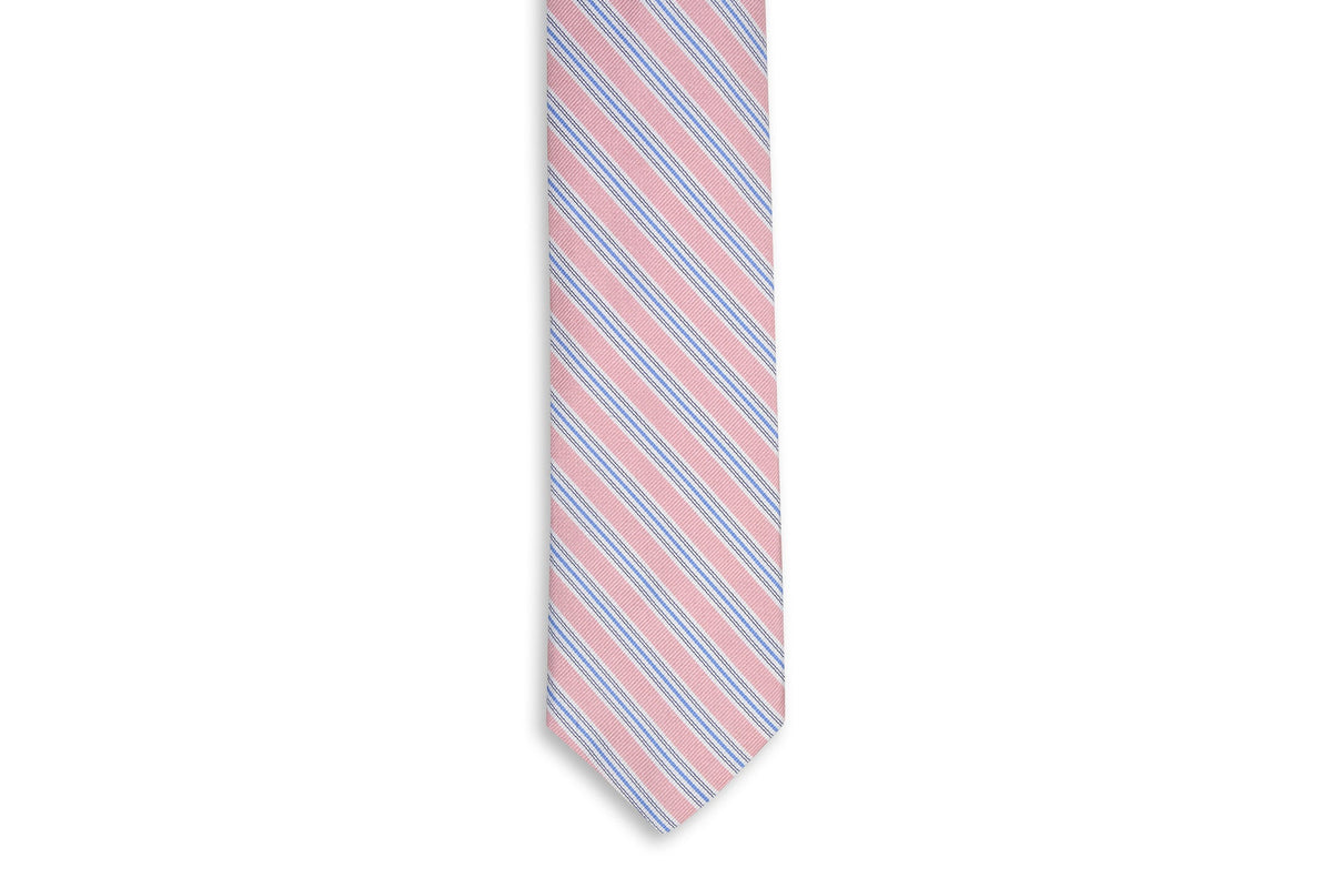 Spinnaker Stripe Necktie - Pink High Cotton Ties