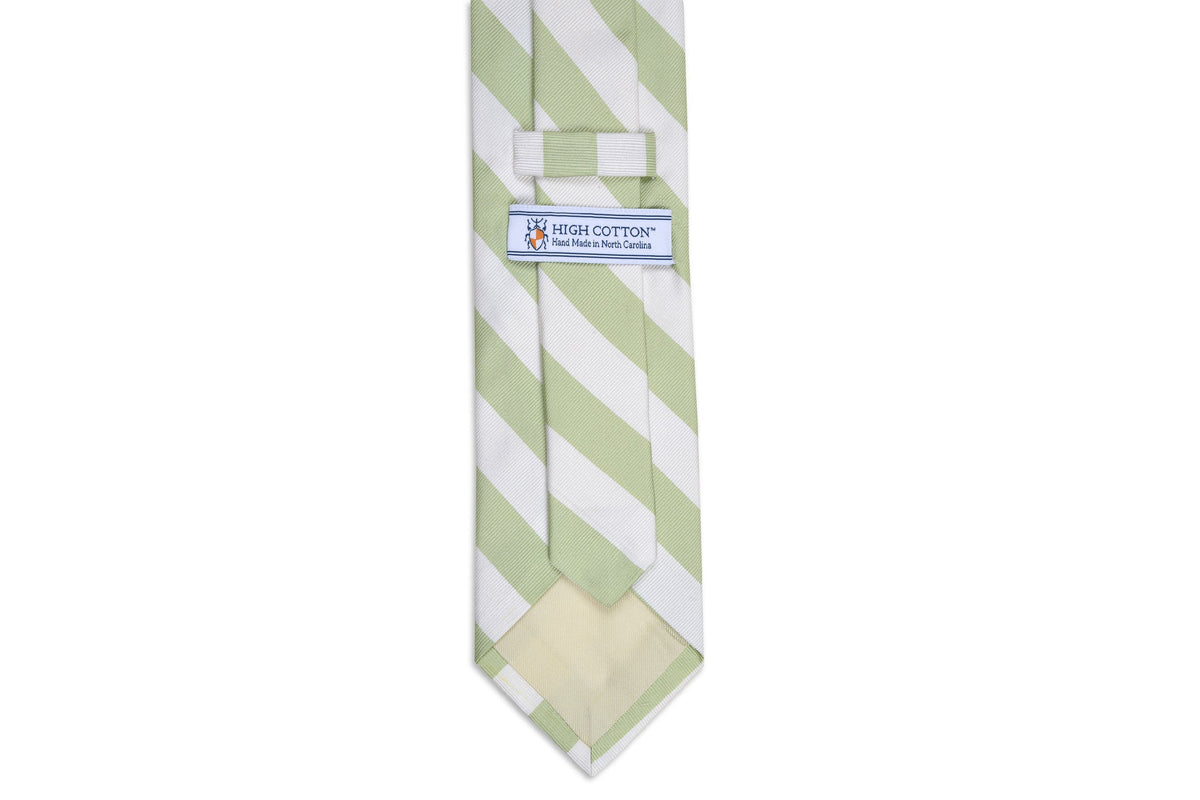 Sage Green and White Stripe Necktie High Cotton Ties
