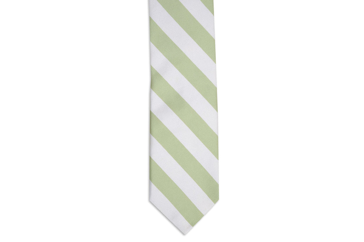 Sage Green and White Stripe Necktie High Cotton Ties