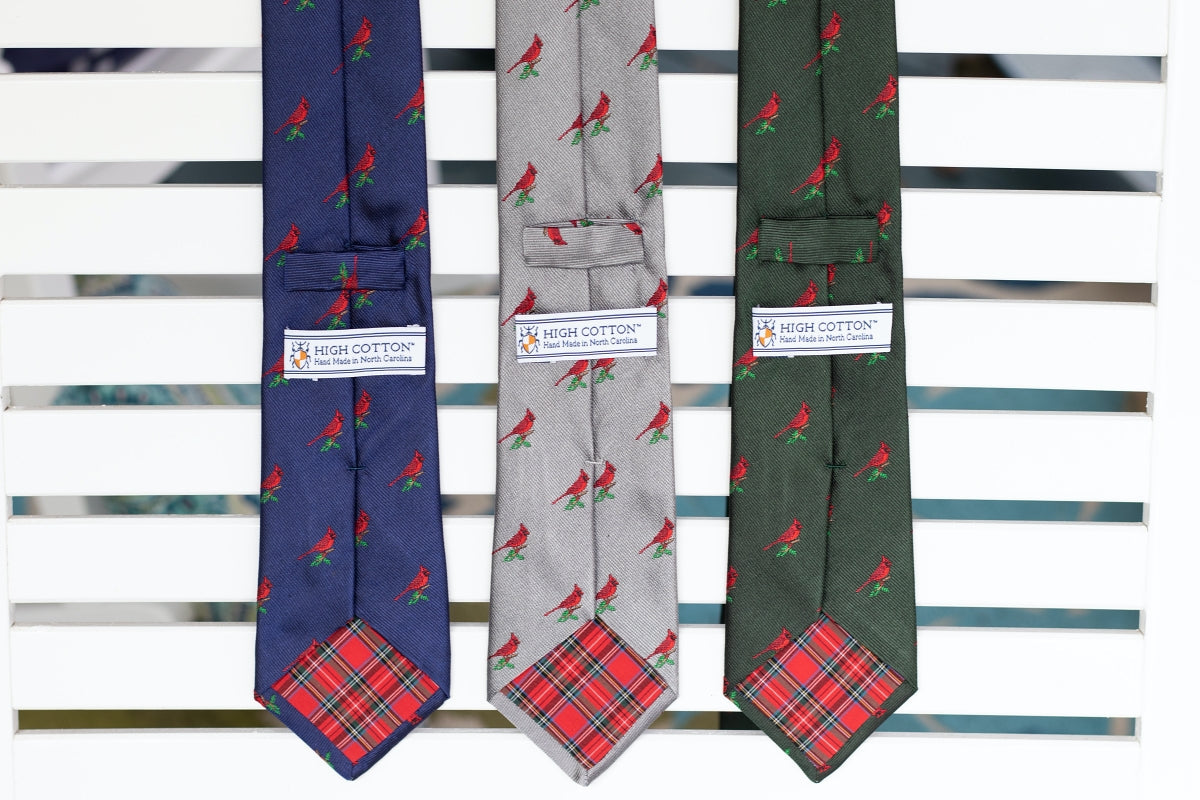 Christmas Cardinal Necktie - Emerald High Cotton