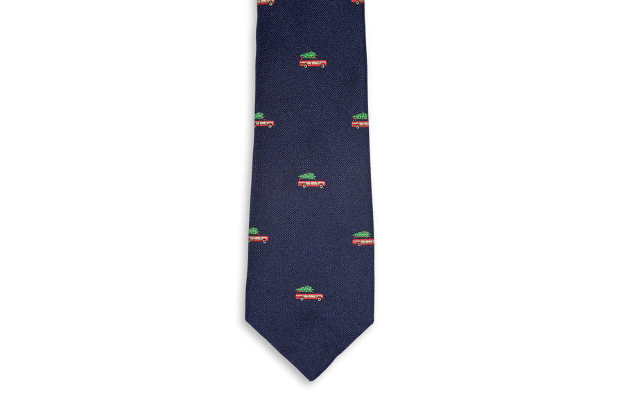 Christmas Woody Necktie - Navy High Cotton