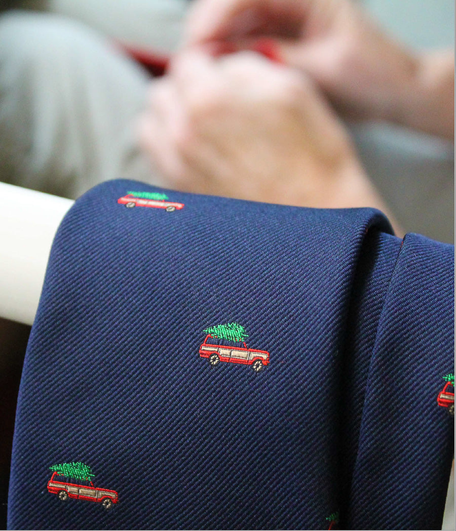 Christmas Woody Necktie - Navy High Cotton