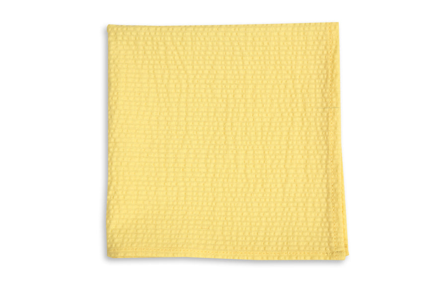 Southern Seersucker Pocket Square - Yellow Solid High Cotton Ties