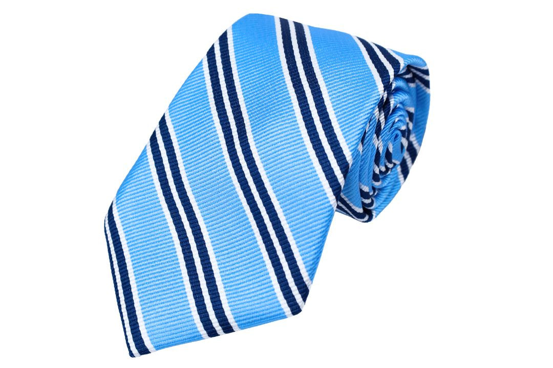 Bluebird Stripe Silk Neck Tie - High Cotton