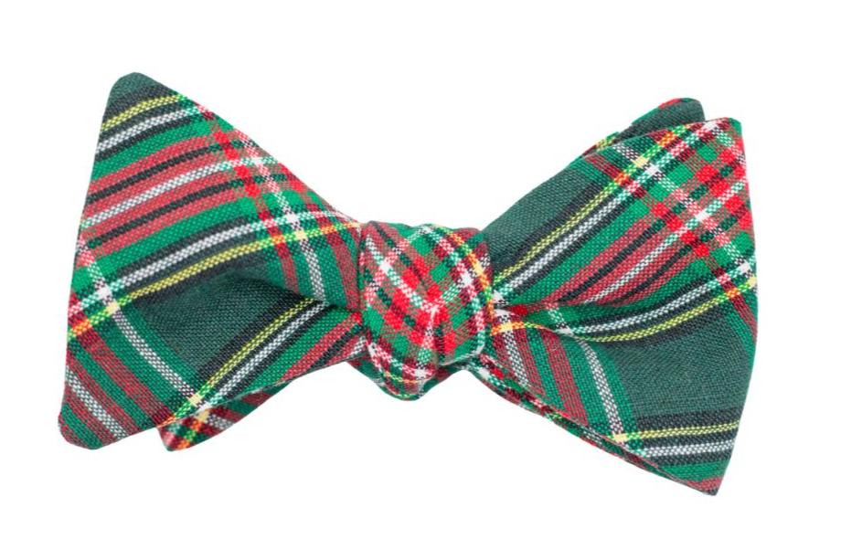 Evergreen Plaid Cotton Bow Tie High Cotton