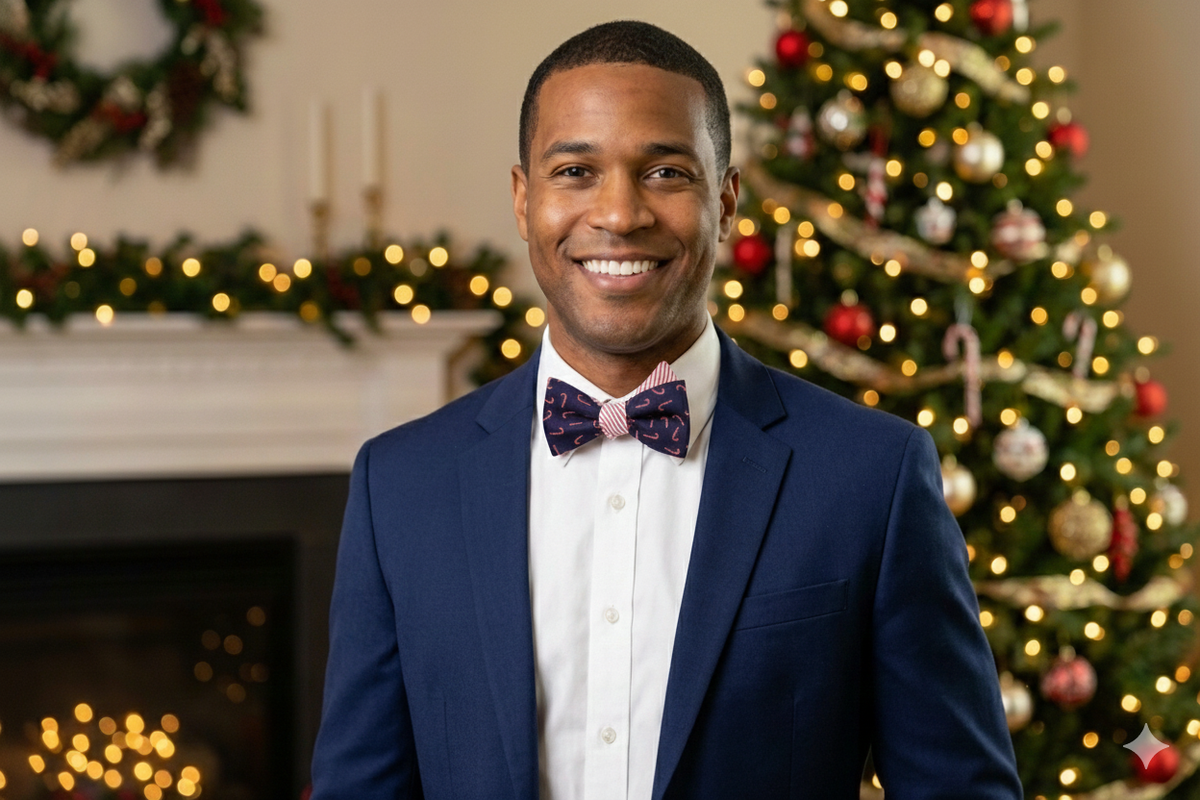 Candy Cane Seersucker Bow Tie