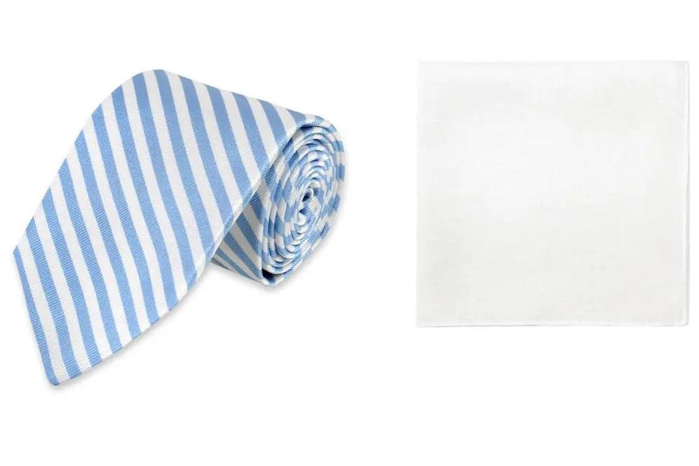 Oyster Roast Stripe Tie + White Linen Pocket Square High Cotton