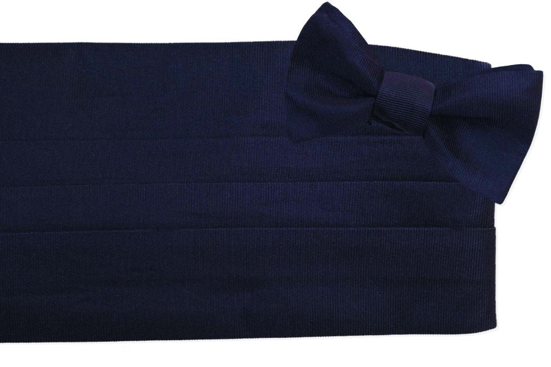 Navy Blue Silk Faille Cummerbund Set