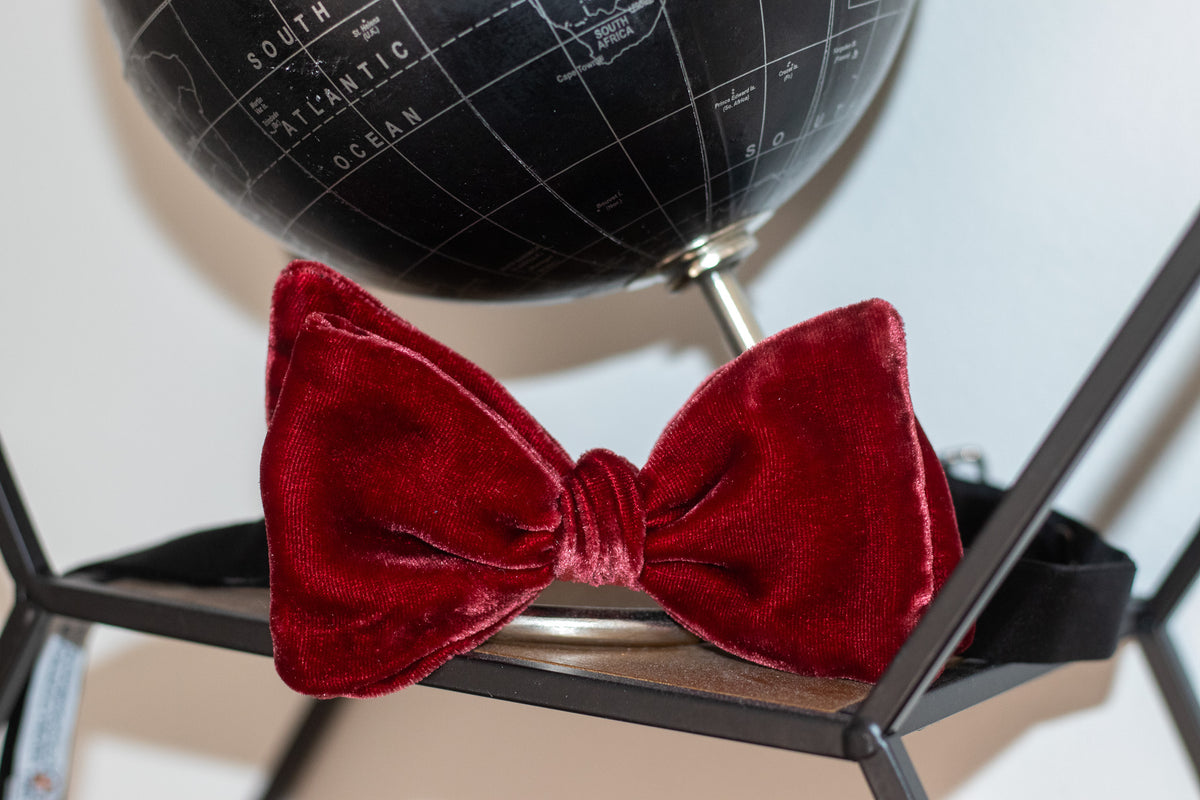 Burgundy Velvet Pre-Tied Bow Tie