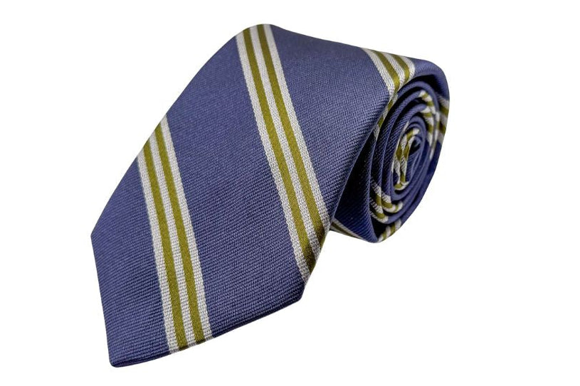 Aspen Stripe Necktie - Slate Blue and Olive Green