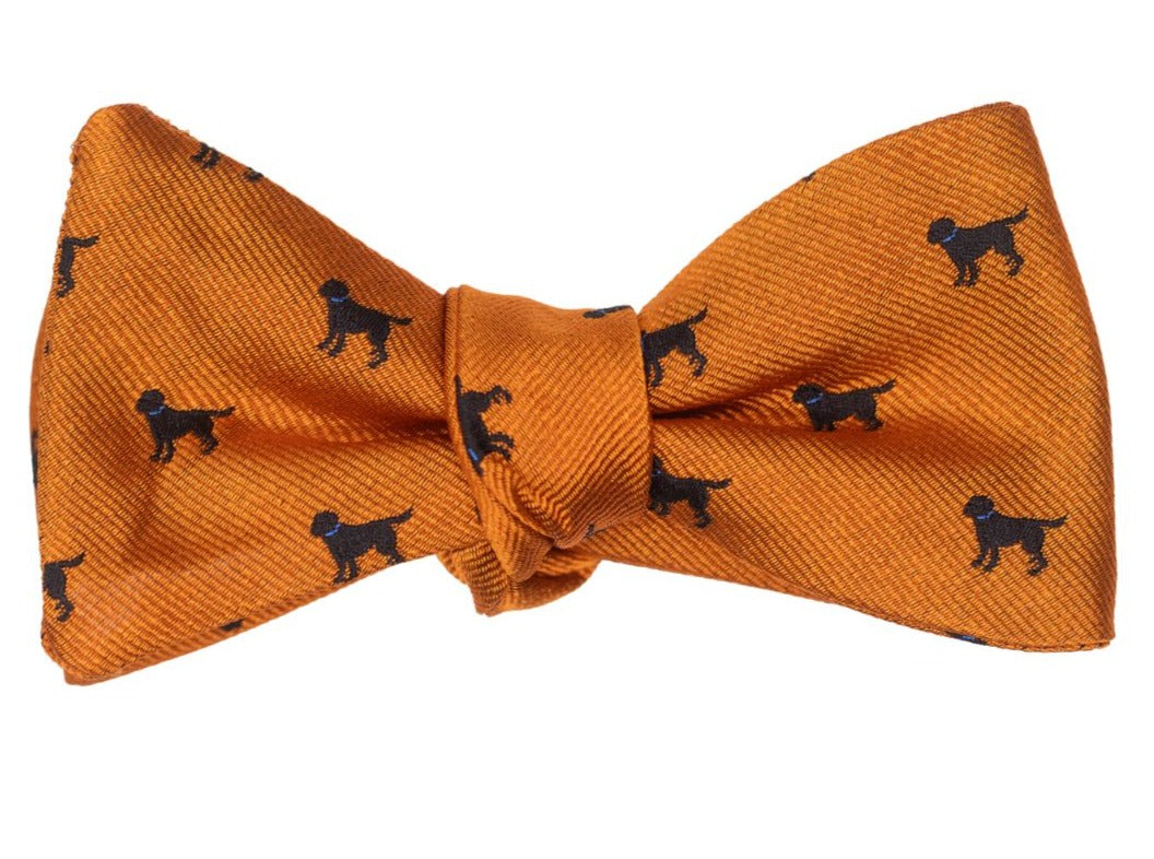 Black Labrador Dog Bow Tie - Orange High Cotton