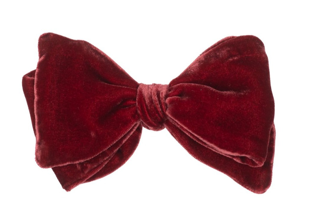 Burgundy Velvet Pre-Tied Bow Tie