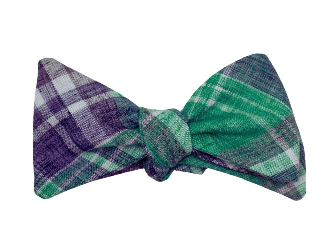 Emerald Coast Linen Plaid Bow Tie