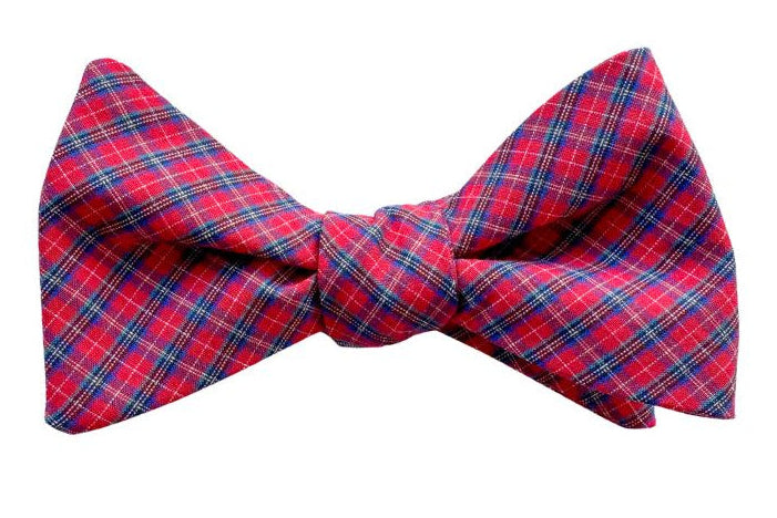 Whiskey Red Plaid Cotton Bow Tie