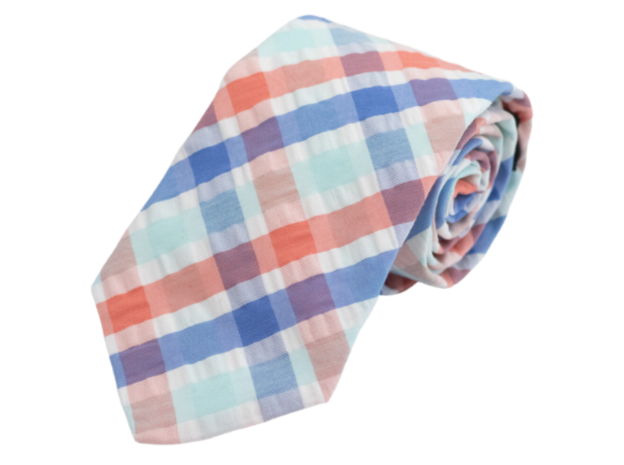 Watercolor Seersucker Plaid Necktie