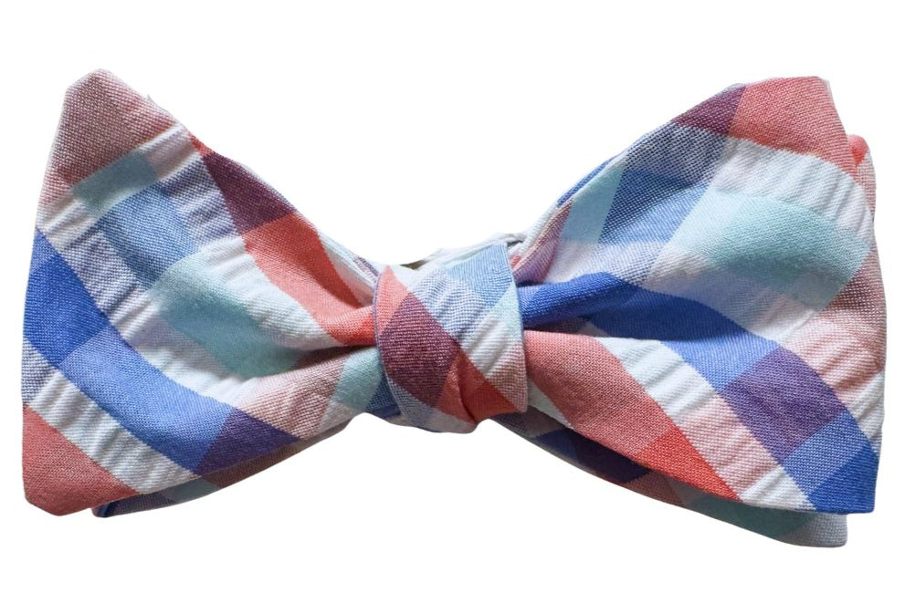 Watercolor Plaid Seersucker Bow Tie High Cotton