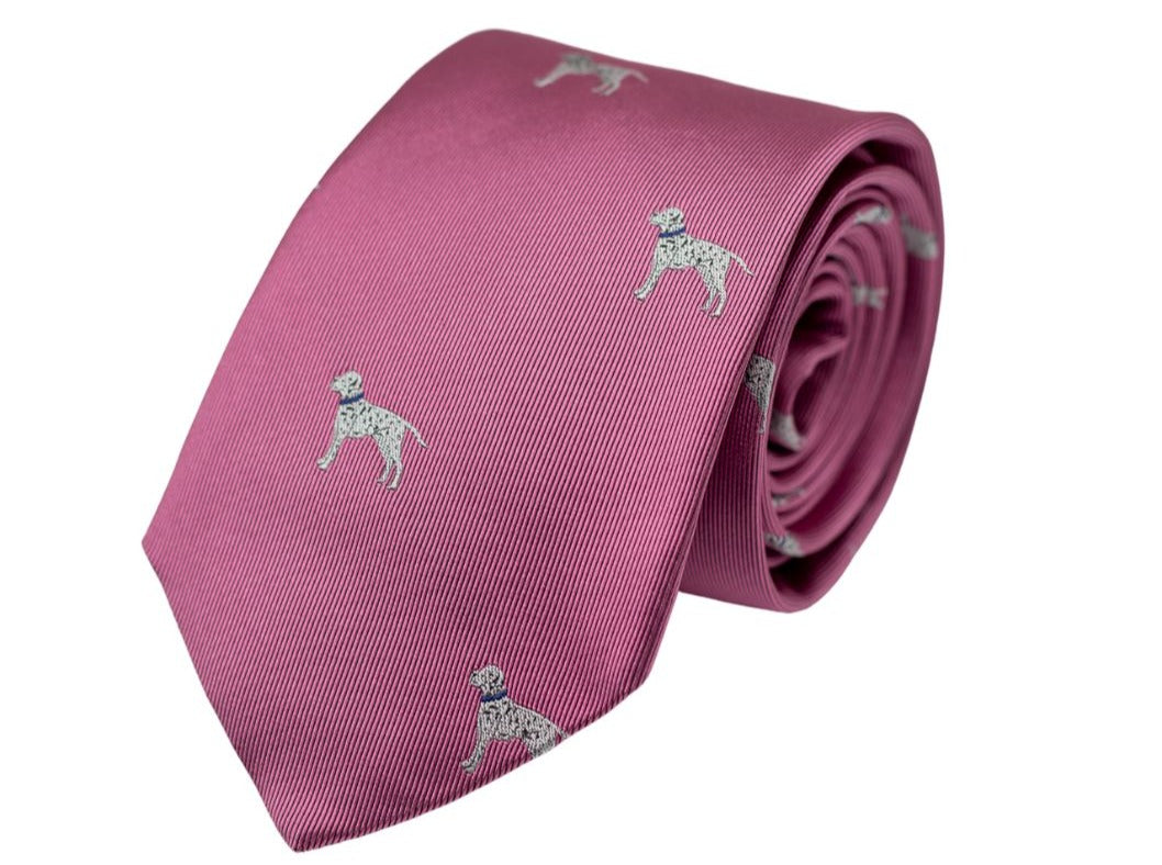 Dalmatian Dog Necktie- Pink High Cotton