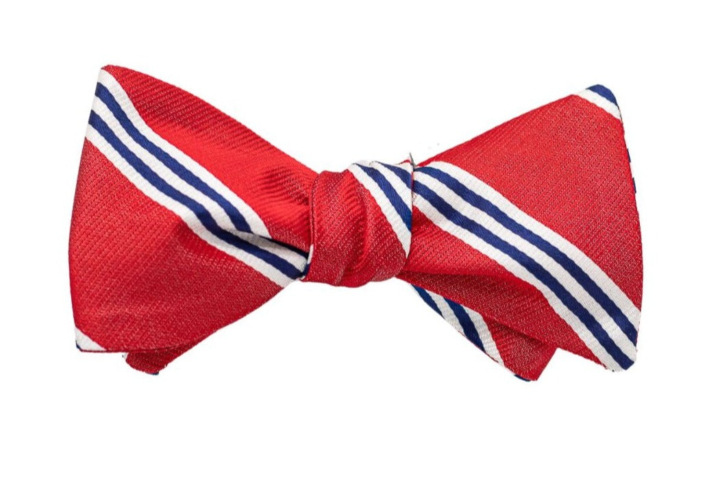 Regal Red Striped Bow Tie - Red/White/Blue High Cotton