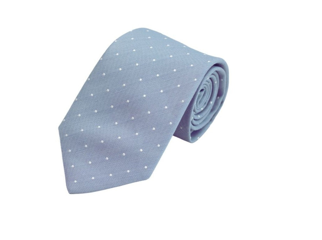 Dusty Blue Dot Necktie High Cotton