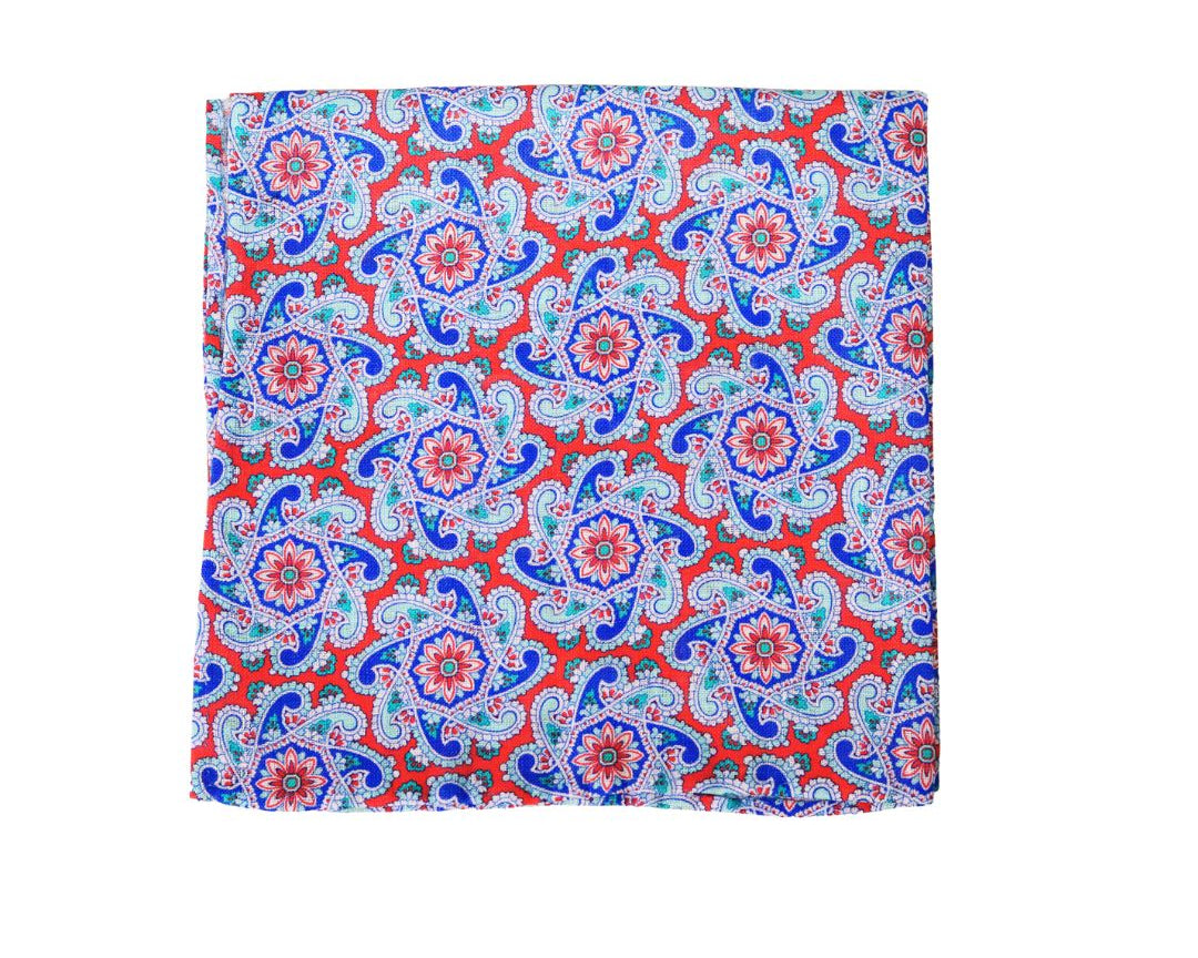 Red Derby Paisley Pocket Square High Cotton