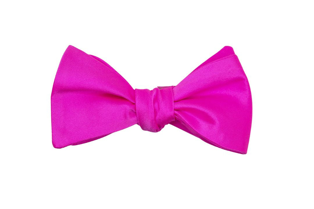 Hot Pink Satin Silk Bow Tie
