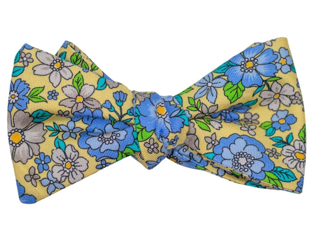 Garden Party Floral Bow Tie - Yellow High Cotton