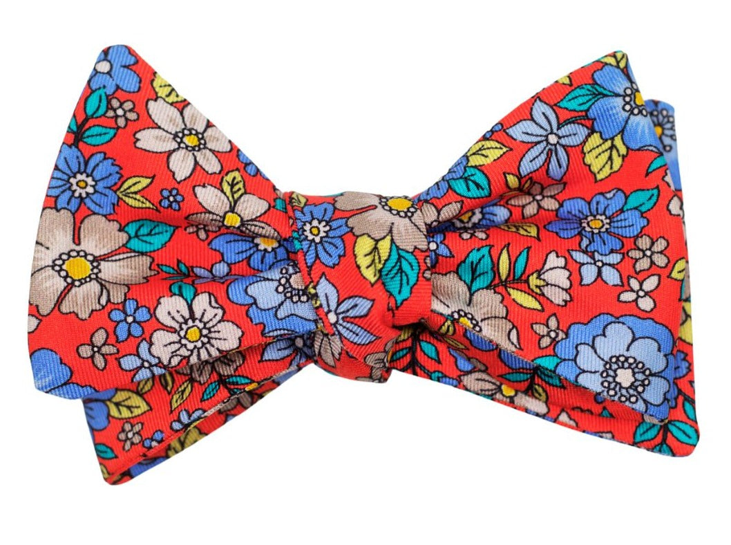 Garden Party Floral Bow Tie - Red High Cotton