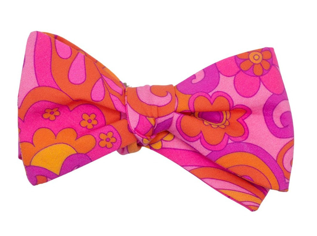 Groovy Hot Pink and Orange Bow Tie High Cotton
