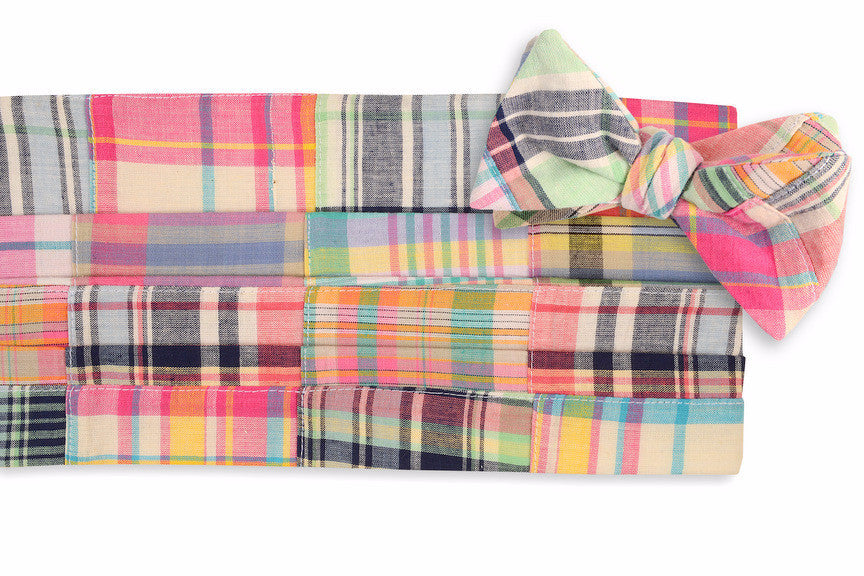 Crawdad Patchwork Madras Cummerbund Set High Cotton Ties
