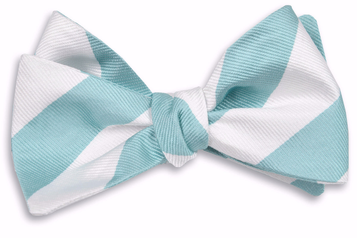 Misty Seafoam and White Stripe Bow Tie