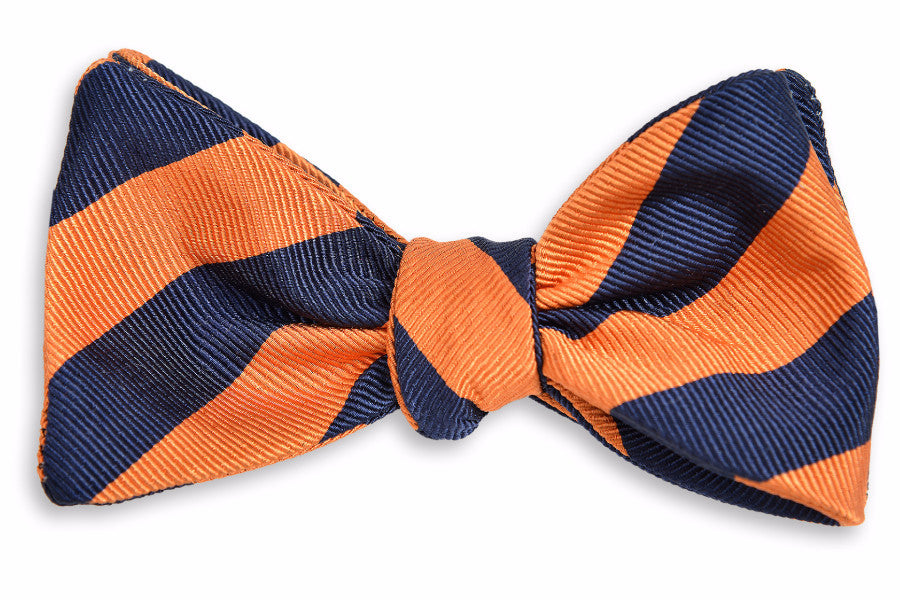 All American Stripe Bow Tie - Orange and Navy