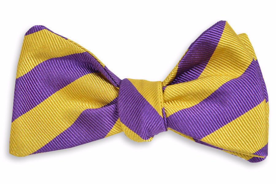 All American Stripe Bow Tie - Purple and Gold