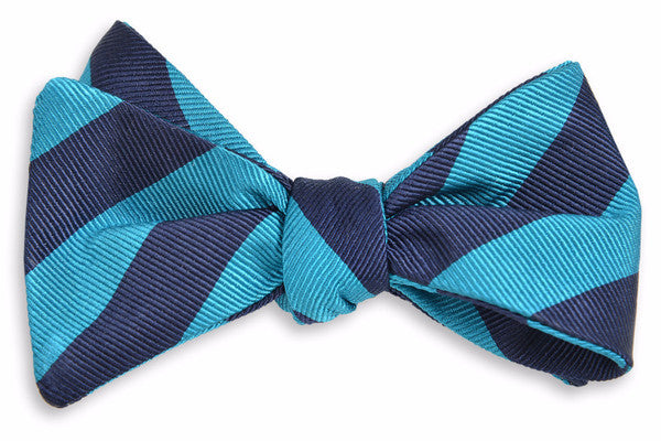 All American Stripe Bow Tie - Teal And Navy