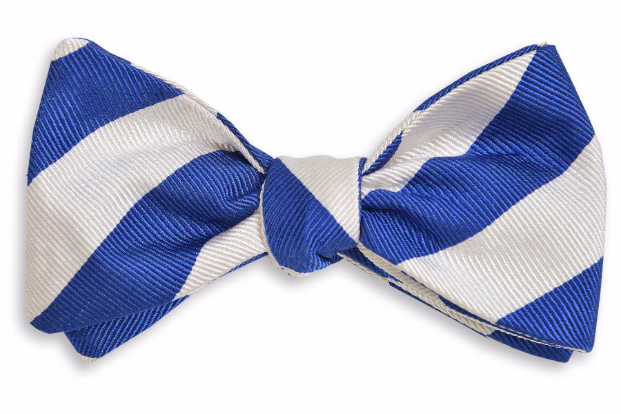 All American Stripe Bow Tie - Royal and White
