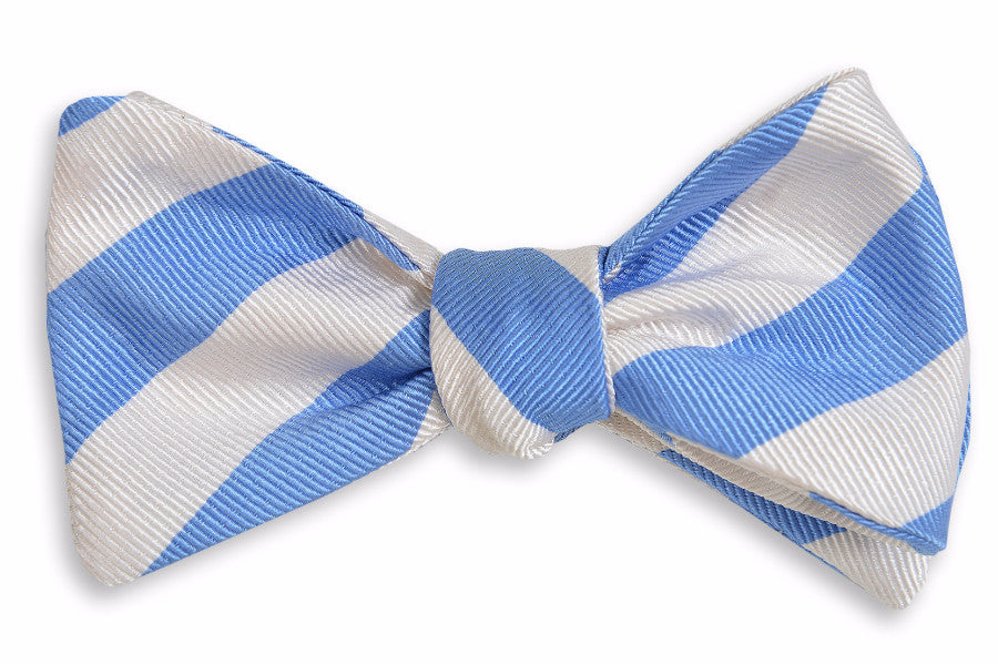 All American Stripe Bow Tie - Carolina and White