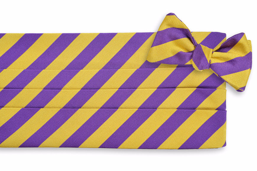 All American Stripe Cummerbund Set - Purple and Gold