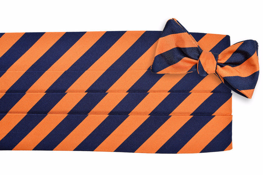 All American Stripe Cummerbund Set - Orange and Navy