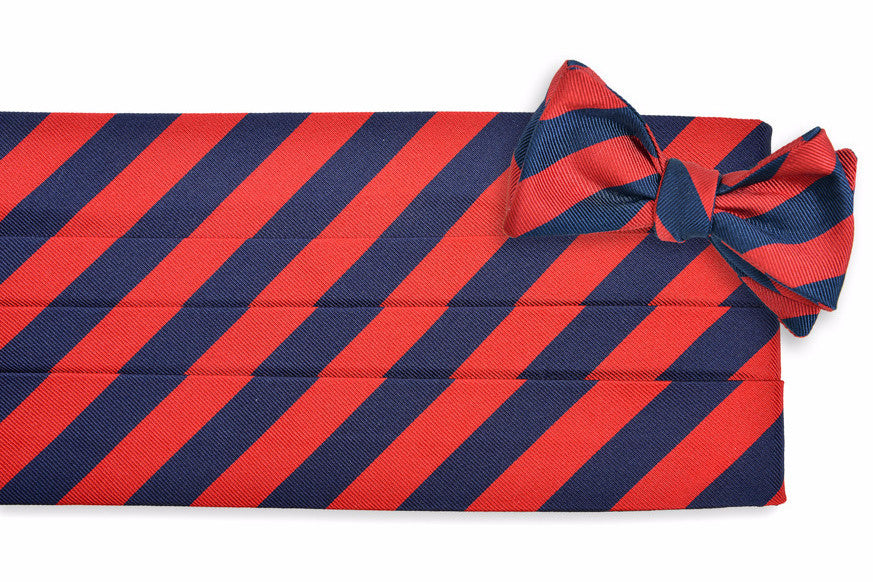 All American Stripe Cummerbund Set - Red and Navy