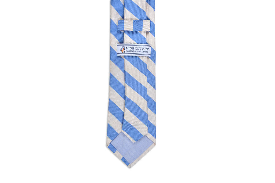 All American Stripe Necktie - Carolina and White