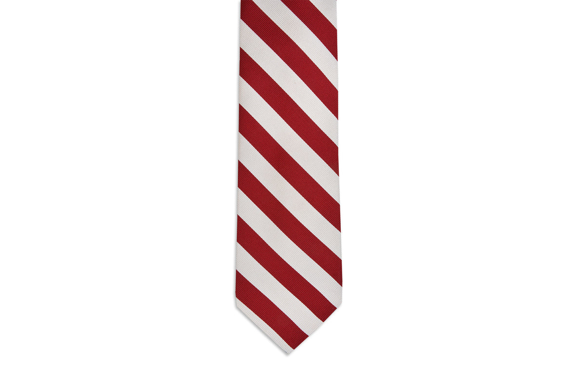 All American Stripe Necktie - Crimson and White