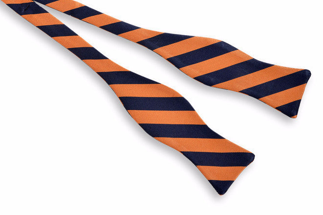 All American Stripe Bow Tie - Orange and Navy