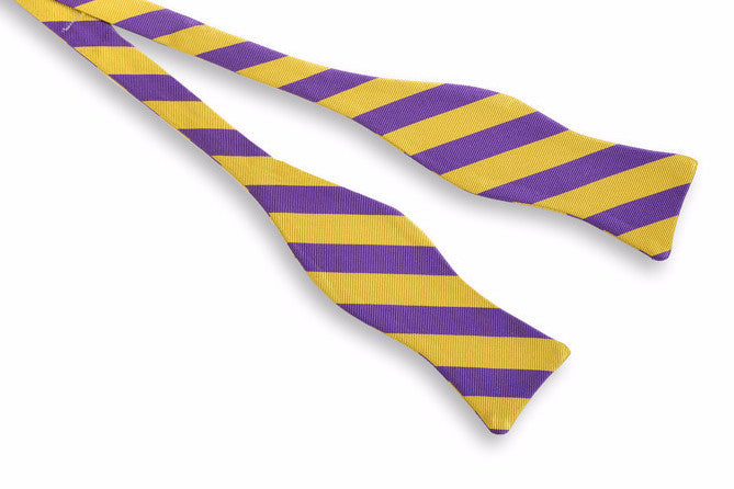 All American Stripe Bow Tie - Purple and Gold