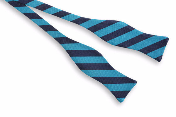 All American Stripe Bow Tie - Teal And Navy