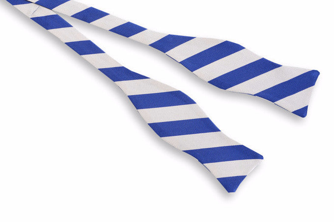 All American Stripe Bow Tie - Royal and White